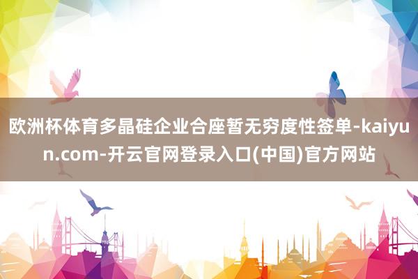 欧洲杯体育多晶硅企业合座暂无穷度性签单-kaiyun.com-开云官网登录入口(中国)官方网站